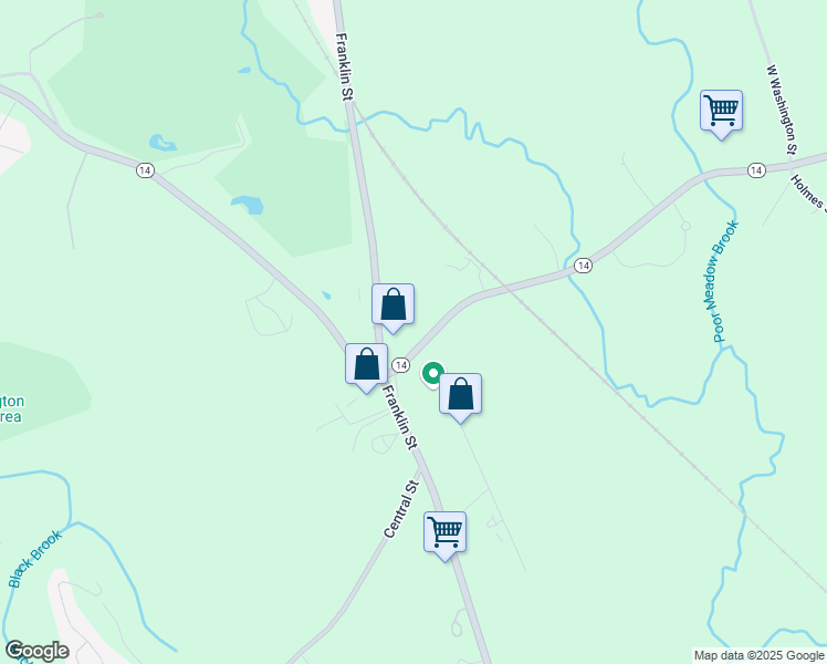 map of restaurants, bars, coffee shops, grocery stores, and more near 750 Franklin Street in Hanson