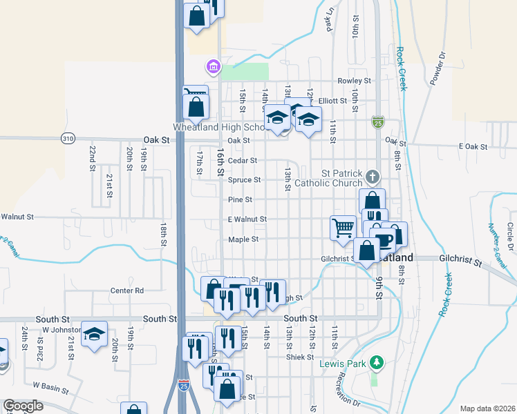 map of restaurants, bars, coffee shops, grocery stores, and more near 1400-1498 Pine St in Wheatland