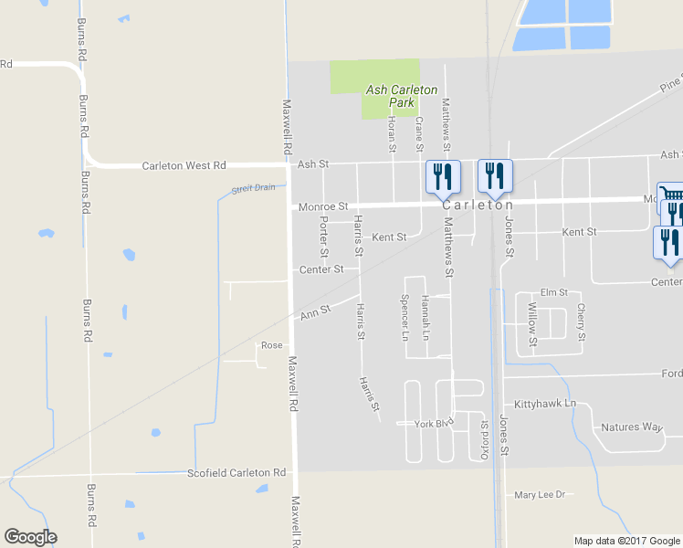 map of restaurants, bars, coffee shops, grocery stores, and more near 1709 Center Street in Carleton