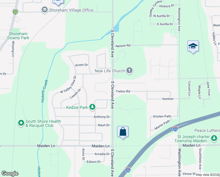 map of restaurants, bars, coffee shops, grocery stores, and more near 3347 South Cleveland Avenue in St. Joseph