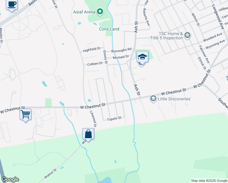 map of restaurants, bars, coffee shops, grocery stores, and more near 46 Emory Street in Brockton