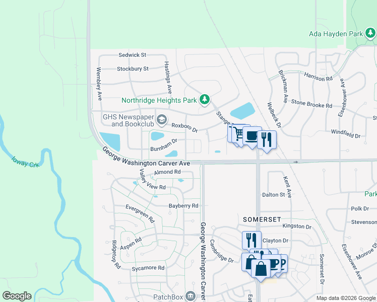 map of restaurants, bars, coffee shops, grocery stores, and more near 3700 Chilton Ave in Ames