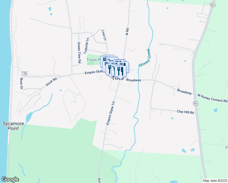 map of restaurants, bars, coffee shops, grocery stores, and more near 22 Montgomery Street in Tivoli