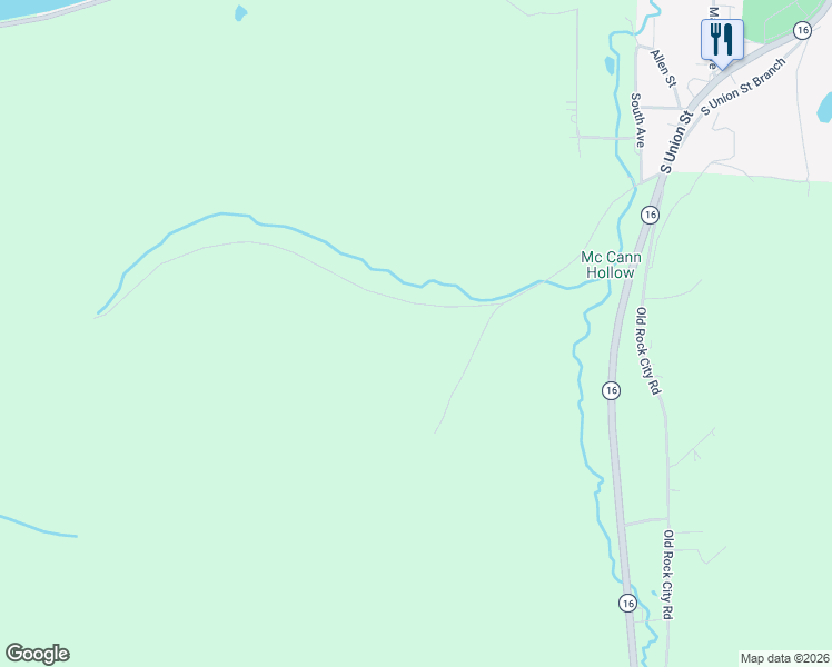 map of restaurants, bars, coffee shops, grocery stores, and more near 2721 McCann Hollow Road in Olean