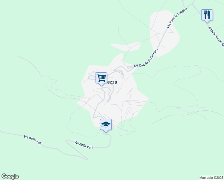 map of restaurants, bars, coffee shops, grocery stores, and more near 21 Via Concanelle in Prezza