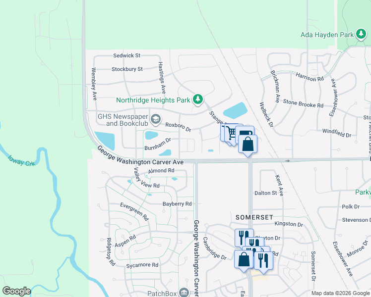 map of restaurants, bars, coffee shops, grocery stores, and more near 3700 Chilton Avenue in Ames