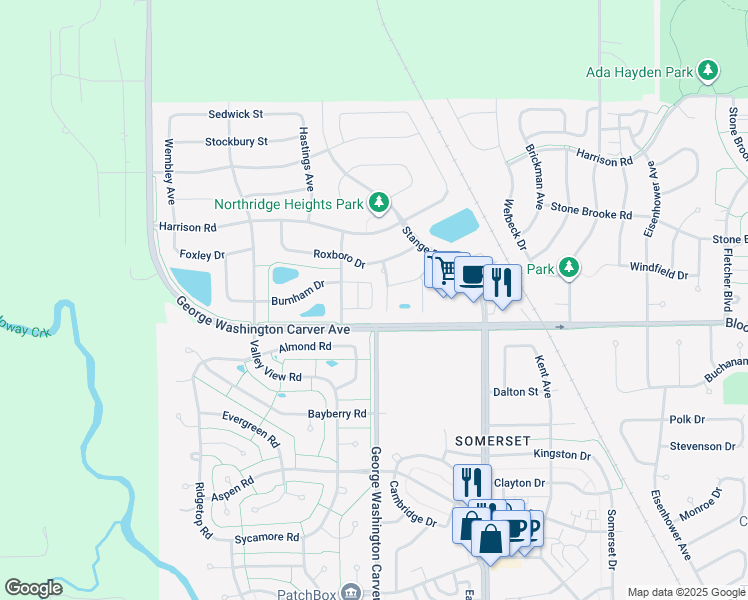 map of restaurants, bars, coffee shops, grocery stores, and more near 3700 Farnham Drive in Ames