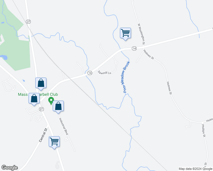 map of restaurants, bars, coffee shops, grocery stores, and more near 721-907 West Washington Street in Hanson