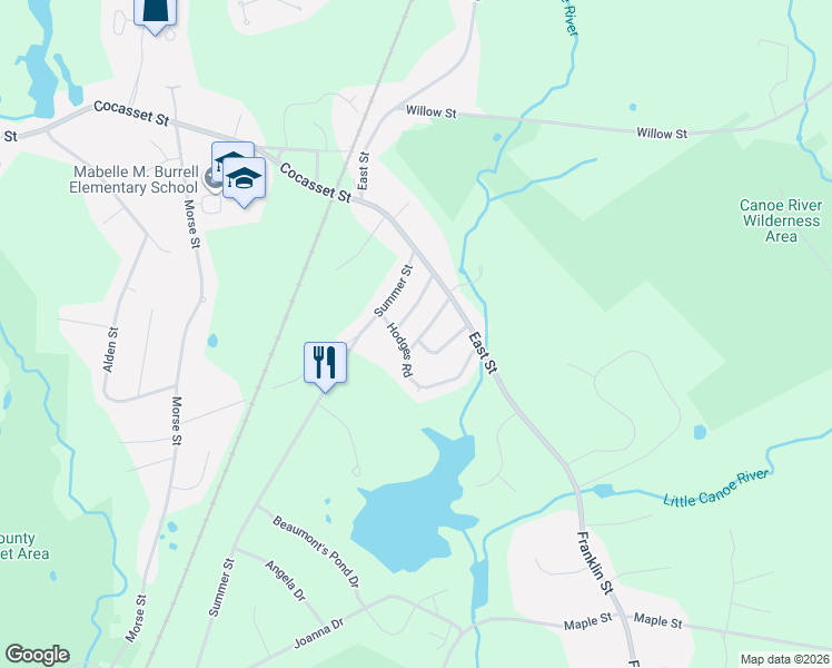 map of restaurants, bars, coffee shops, grocery stores, and more near 11 Boyden Drive in Foxborough