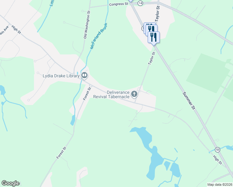 map of restaurants, bars, coffee shops, grocery stores, and more near 398 High Street in Pembroke