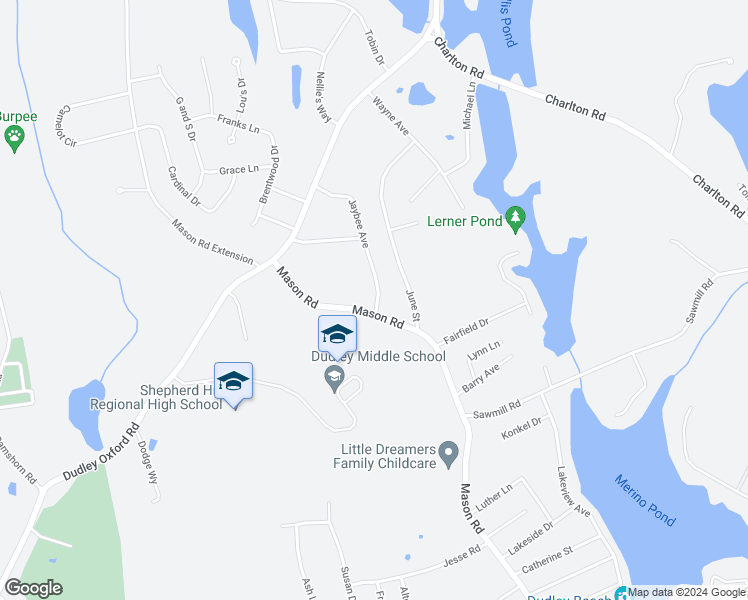 map of restaurants, bars, coffee shops, grocery stores, and more near 1 Jaybee Avenue in Dudley