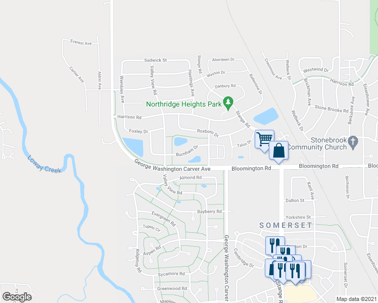map of restaurants, bars, coffee shops, grocery stores, and more near 3103 Burnham Drive in Ames