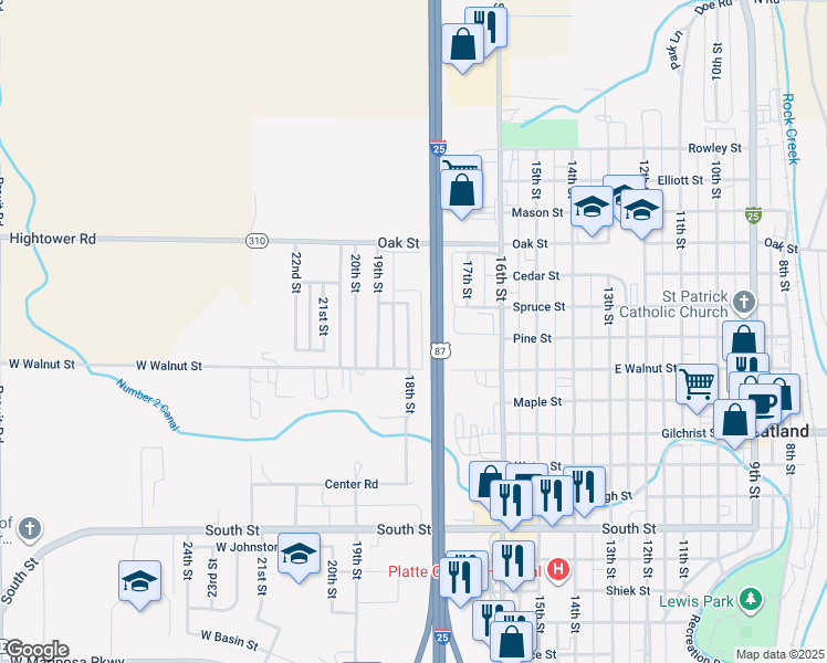 map of restaurants, bars, coffee shops, grocery stores, and more near 1003 18th St in Wheatland