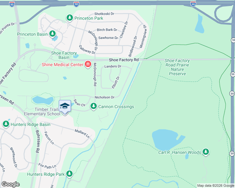 map of restaurants, bars, coffee shops, grocery stores, and more near 1703 Nicholson Drive in Hoffman Estates