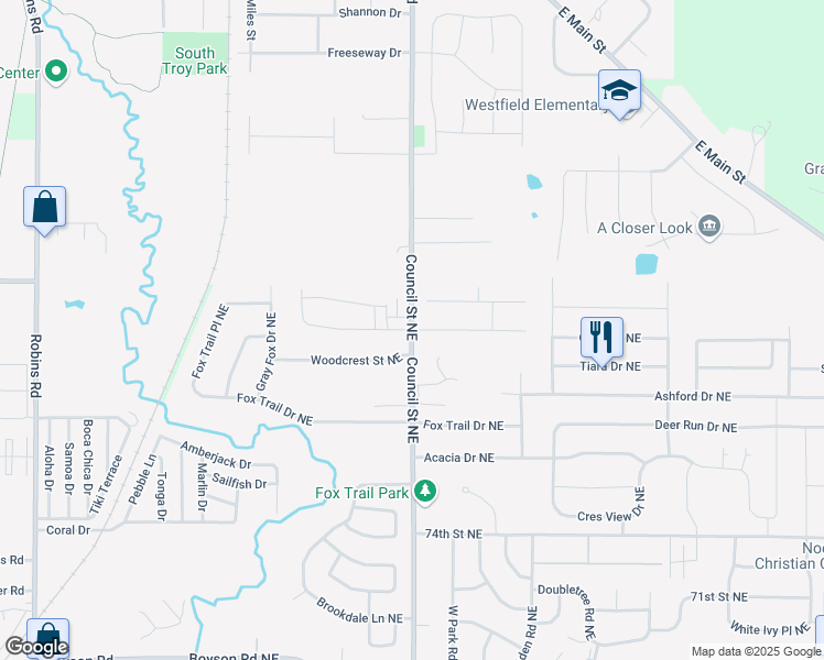 map of restaurants, bars, coffee shops, grocery stores, and more near 8353-8399 Council Street Northeast in Cedar Rapids