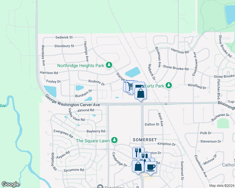 map of restaurants, bars, coffee shops, grocery stores, and more near in Ames