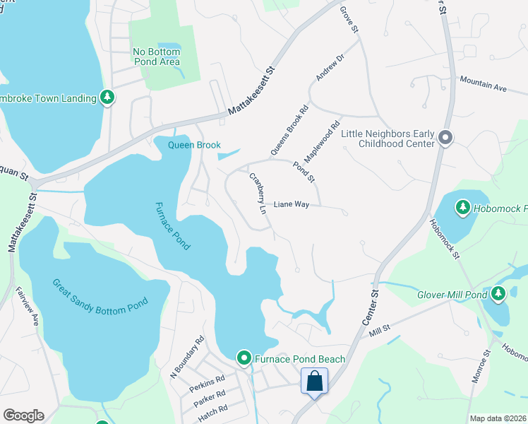 map of restaurants, bars, coffee shops, grocery stores, and more near 52 Cranberry Lane in Pembroke