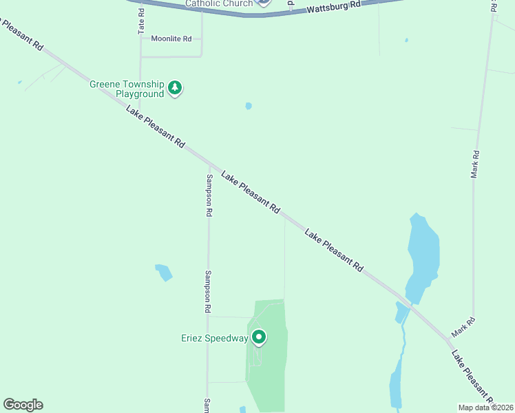 map of restaurants, bars, coffee shops, grocery stores, and more near 9600 Lake Pleasant Rd in Erie