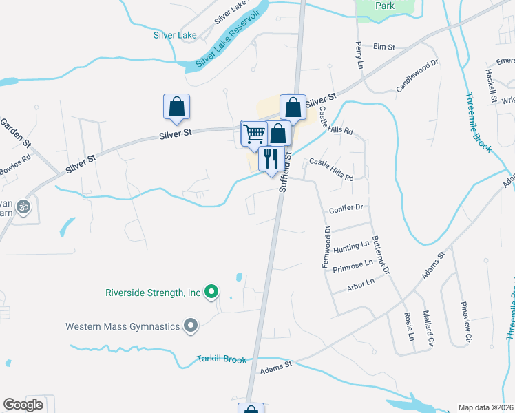 map of restaurants, bars, coffee shops, grocery stores, and more near 31 Saint Jacques Avenue in Agawam