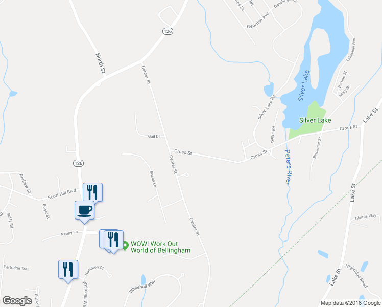 map of restaurants, bars, coffee shops, grocery stores, and more near 23 Cross Street in Bellingham