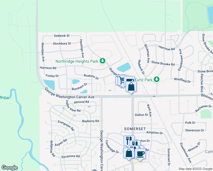 map of restaurants, bars, coffee shops, grocery stores, and more near 2834 Talon Drive in Ames