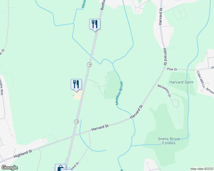 map of restaurants, bars, coffee shops, grocery stores, and more near 60 Surrey Lane in East Bridgewater
