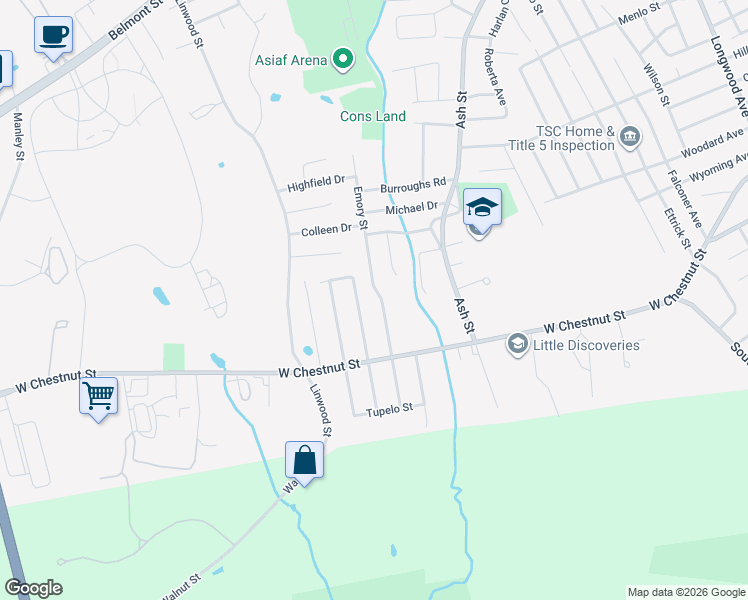 map of restaurants, bars, coffee shops, grocery stores, and more near 46 Emory Street in Brockton
