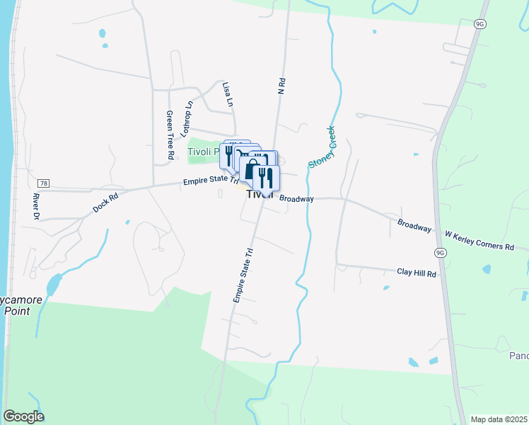 map of restaurants, bars, coffee shops, grocery stores, and more near 22 Montgomery Street in Tivoli