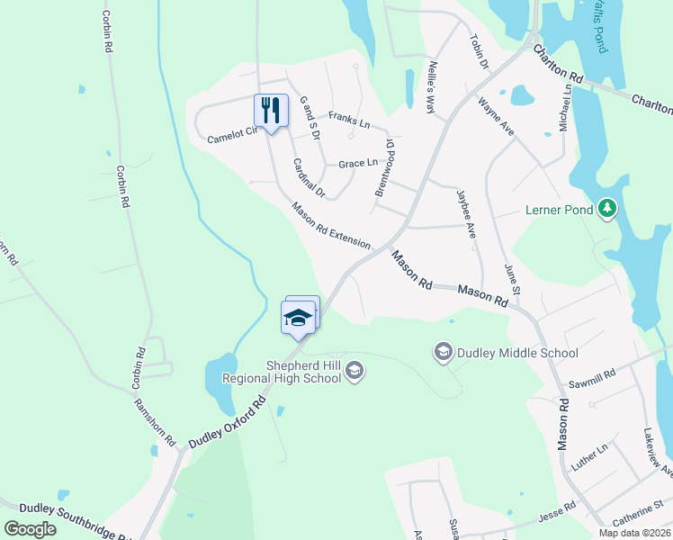 map of restaurants, bars, coffee shops, grocery stores, and more near 88 Dudley Oxford Road in Dudley