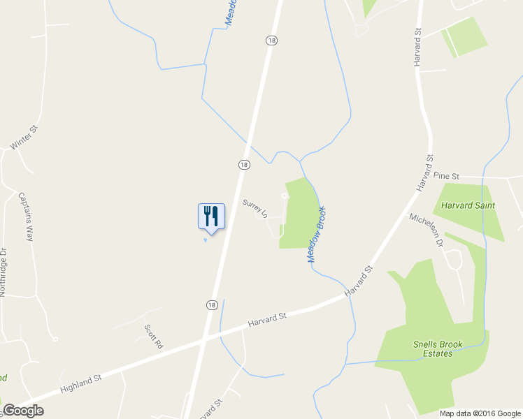 map of restaurants, bars, coffee shops, grocery stores, and more near 47 Surrey Lane in East Bridgewater
