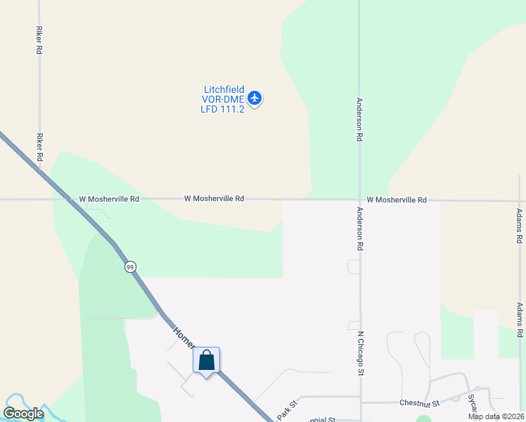 map of restaurants, bars, coffee shops, grocery stores, and more near 7761 West Mosherville Road in Litchfield