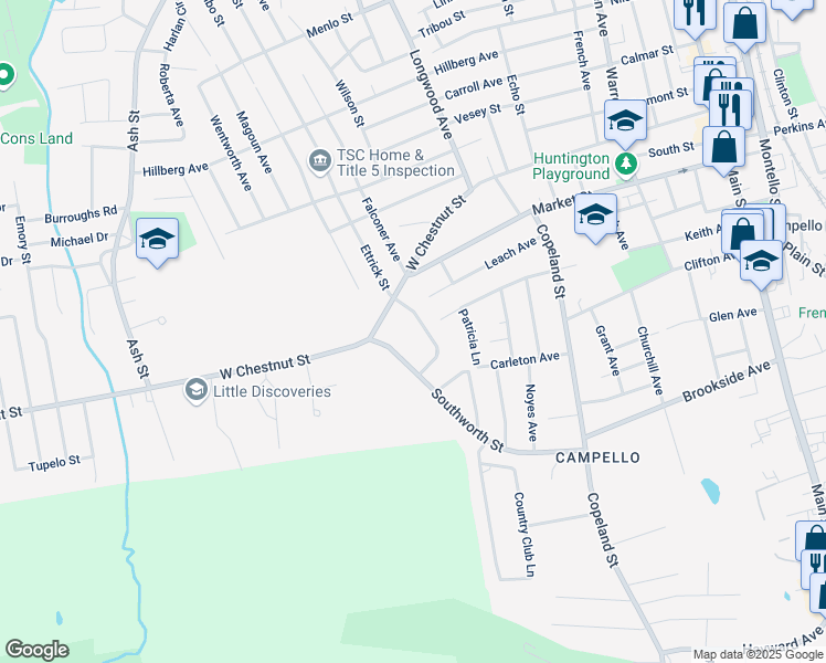 map of restaurants, bars, coffee shops, grocery stores, and more near 9 Mercedes Road in Brockton