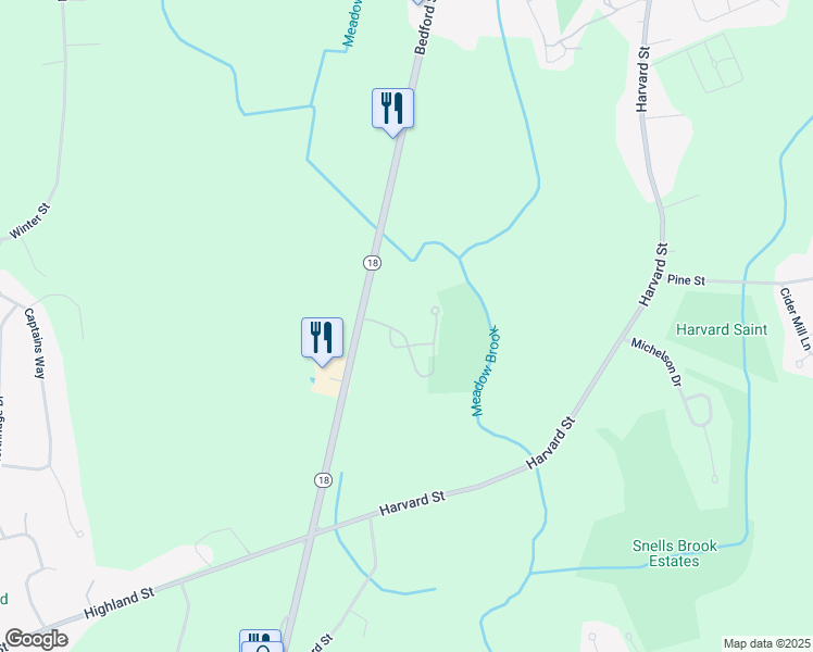 map of restaurants, bars, coffee shops, grocery stores, and more near 47 Surrey Lane in East Bridgewater