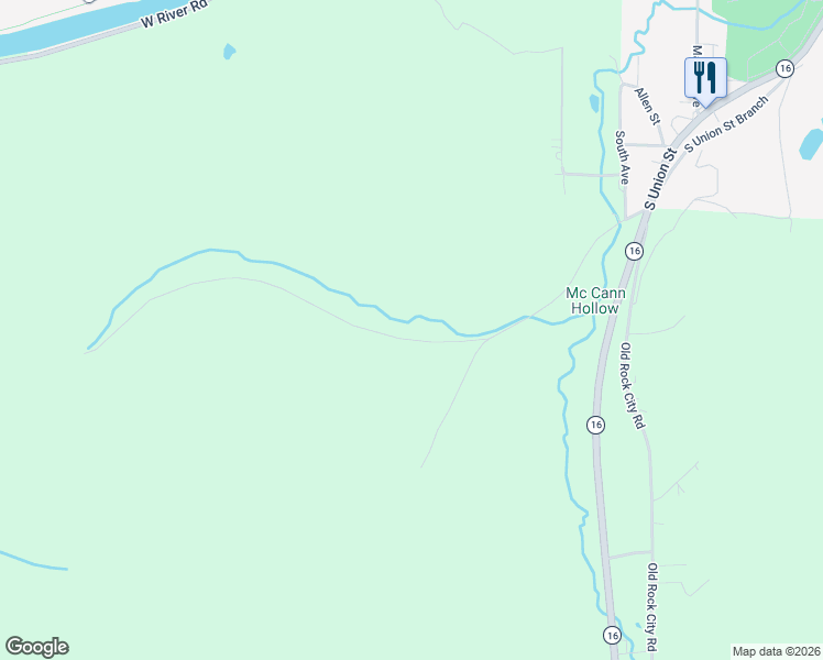 map of restaurants, bars, coffee shops, grocery stores, and more near 2721 McCann Hollow Road in Olean