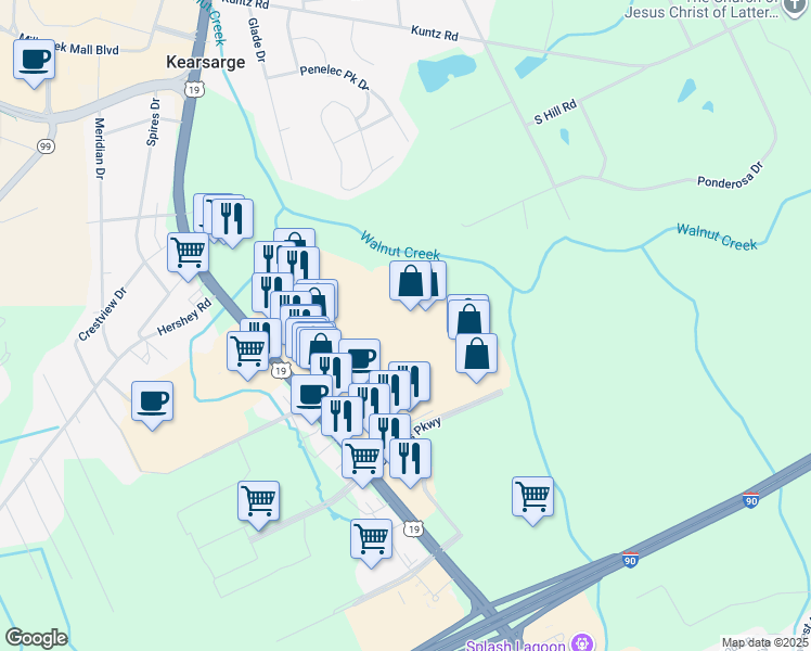 map of restaurants, bars, coffee shops, grocery stores, and more near 1924 Keystone Drive in Erie