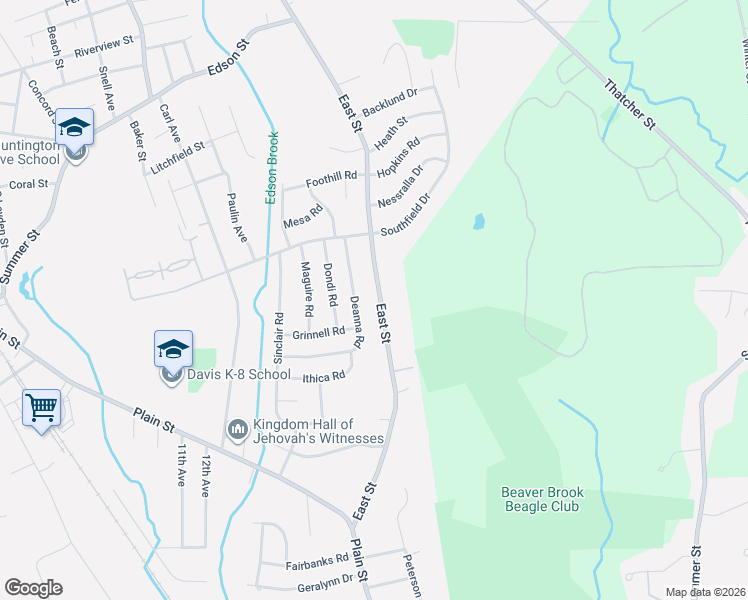 map of restaurants, bars, coffee shops, grocery stores, and more near 564 East Street in Brockton