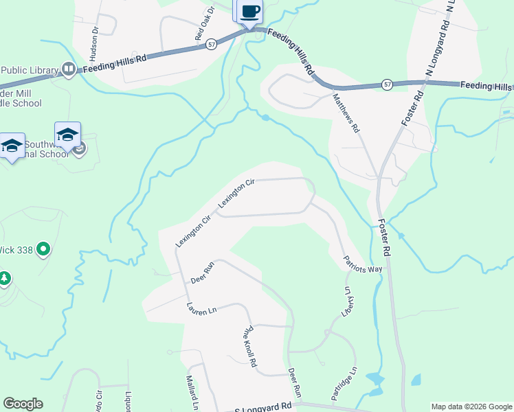 map of restaurants, bars, coffee shops, grocery stores, and more near 30 Lexington Circle in Southwick