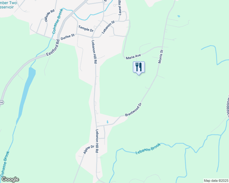 map of restaurants, bars, coffee shops, grocery stores, and more near 171 Lebanon Hill Road in Southbridge