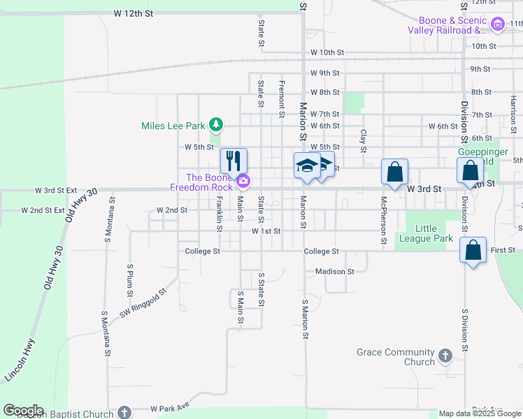 map of restaurants, bars, coffee shops, grocery stores, and more near in Boone
