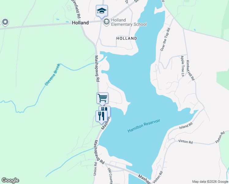 map of restaurants, bars, coffee shops, grocery stores, and more near 33 Lakeshore Drive in Holland