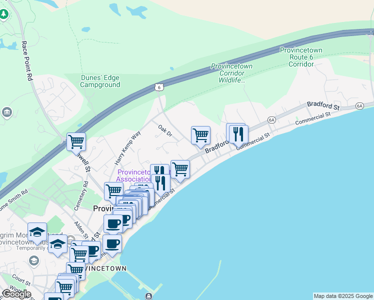 map of restaurants, bars, coffee shops, grocery stores, and more near 4 Willow Drive in Provincetown