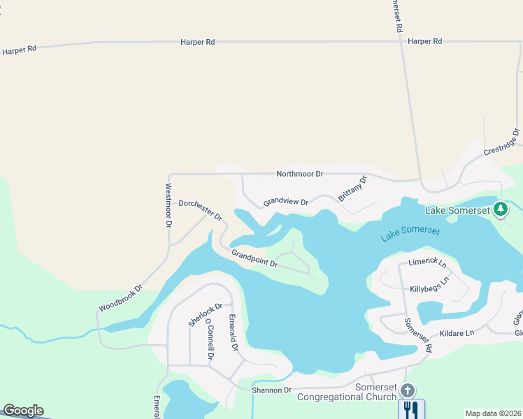 map of restaurants, bars, coffee shops, grocery stores, and more near 13815 Grandview Drive in Somerset