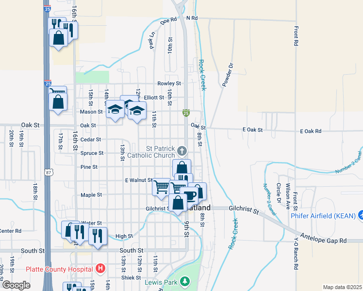 map of restaurants, bars, coffee shops, grocery stores, and more near 1101 9th Street in Wheatland