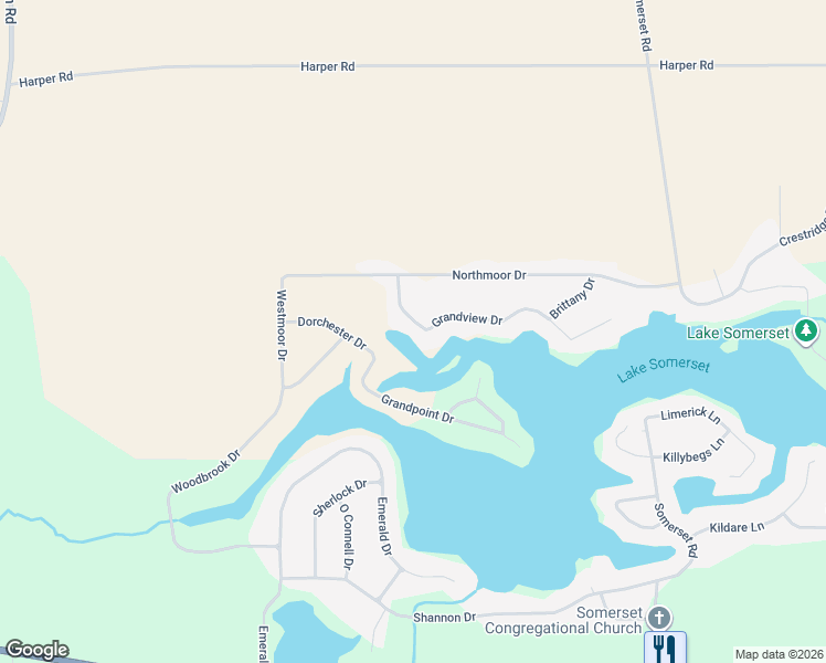 map of restaurants, bars, coffee shops, grocery stores, and more near 13815 Grandview Drive in Somerset