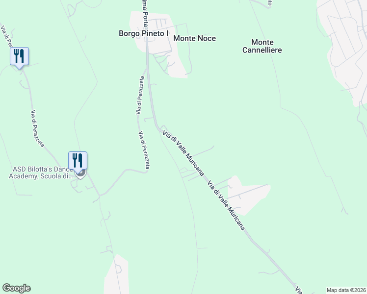 map of restaurants, bars, coffee shops, grocery stores, and more near 966 Via di Valle Muricana in Città metropolitana di Roma Capitale