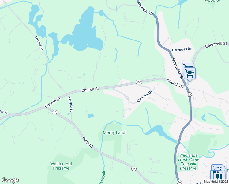 map of restaurants, bars, coffee shops, grocery stores, and more near 4 Simmons Drive in Duxbury