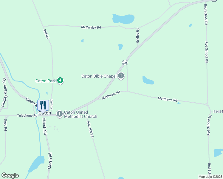 map of restaurants, bars, coffee shops, grocery stores, and more near 11310 Hendy Hollow Road in Corning