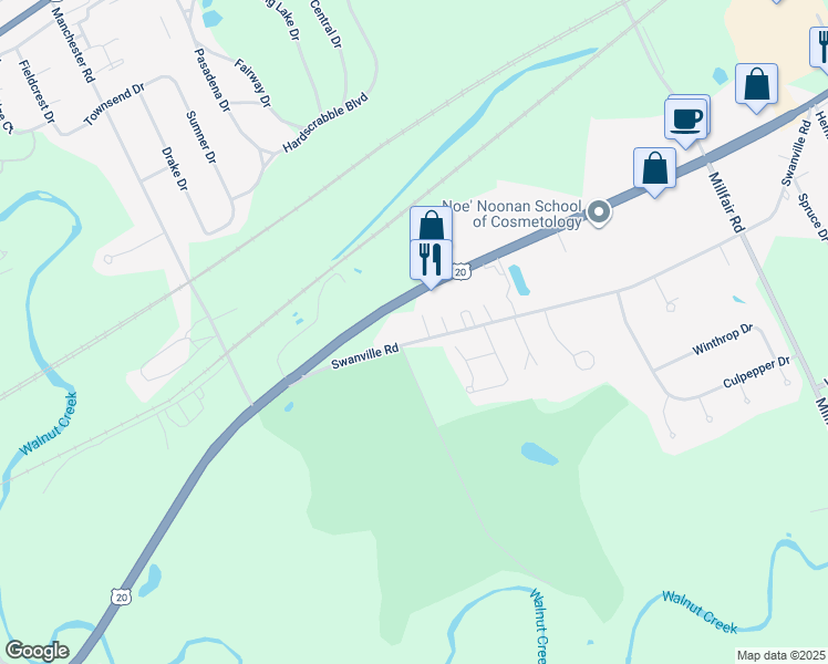 map of restaurants, bars, coffee shops, grocery stores, and more near 6040 Swanville Rd in Erie
