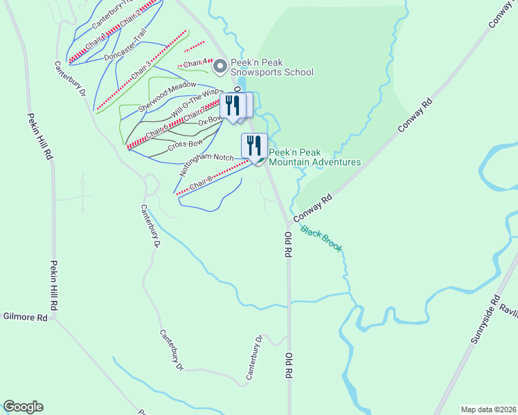 map of restaurants, bars, coffee shops, grocery stores, and more near 4462 Old Road in Clymer