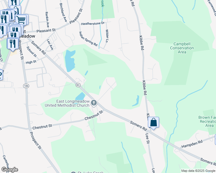 map of restaurants, bars, coffee shops, grocery stores, and more near 38 Saint Joseph Drive in East Longmeadow